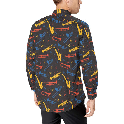 Saxophone Print Design LKS407 Men's Long Sleeve Dress Shirt