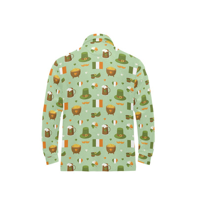 St Patricks Day Print Design LKS302 Long Sleeve Polo Shirt For Men's