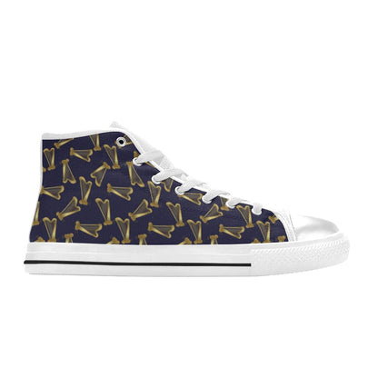 Harp Print Design LKS401 Men's High Top Canvas Shoes