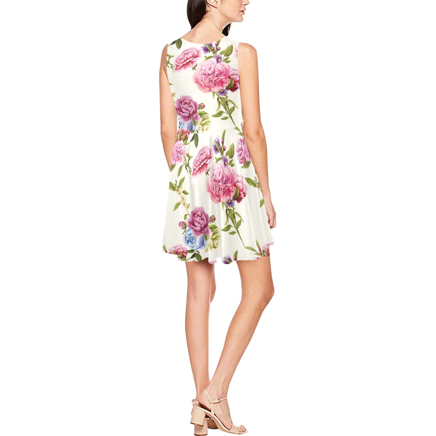 Carnations Pattern Print Design CN02 Sleeveless Dress