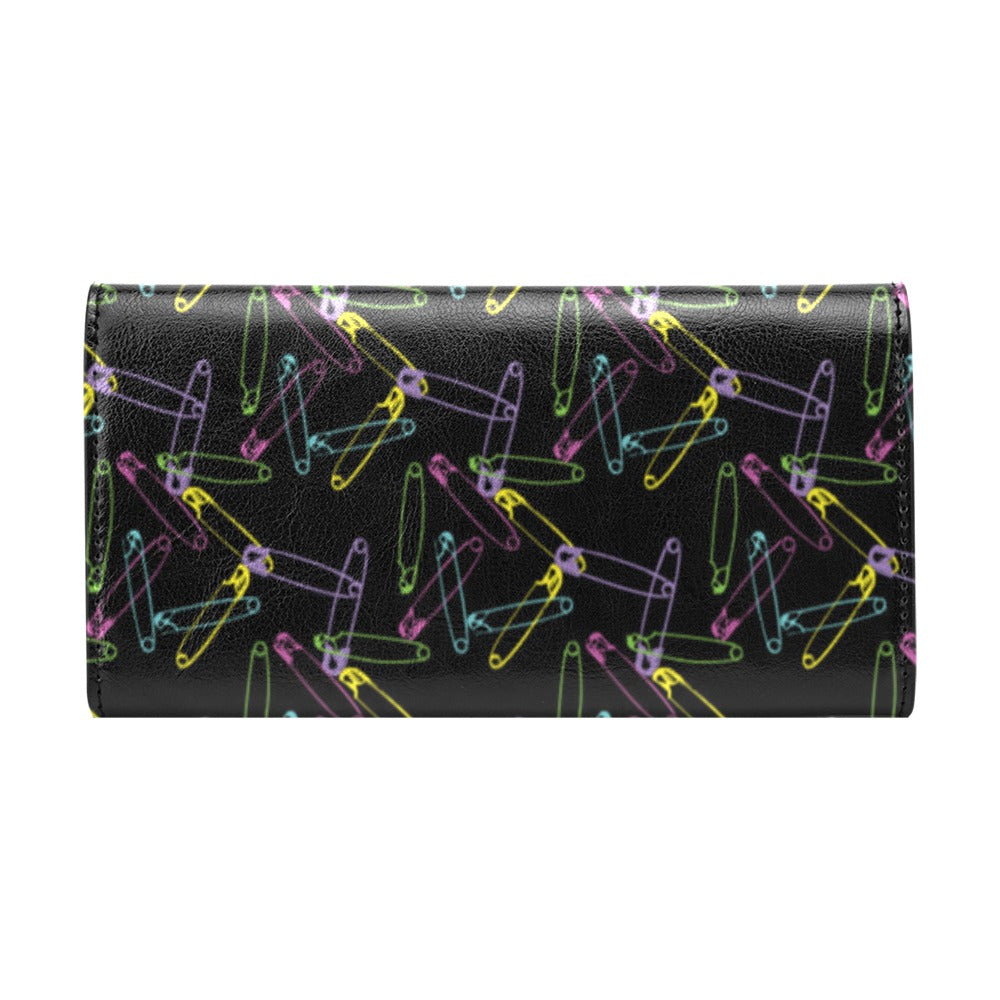Safety Pin Print Design LKS304 Women's Trifold Wallet