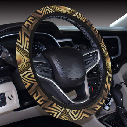 Ancient Greek Print Design LKS3012 Steering Wheel Cover with Elastic Edge