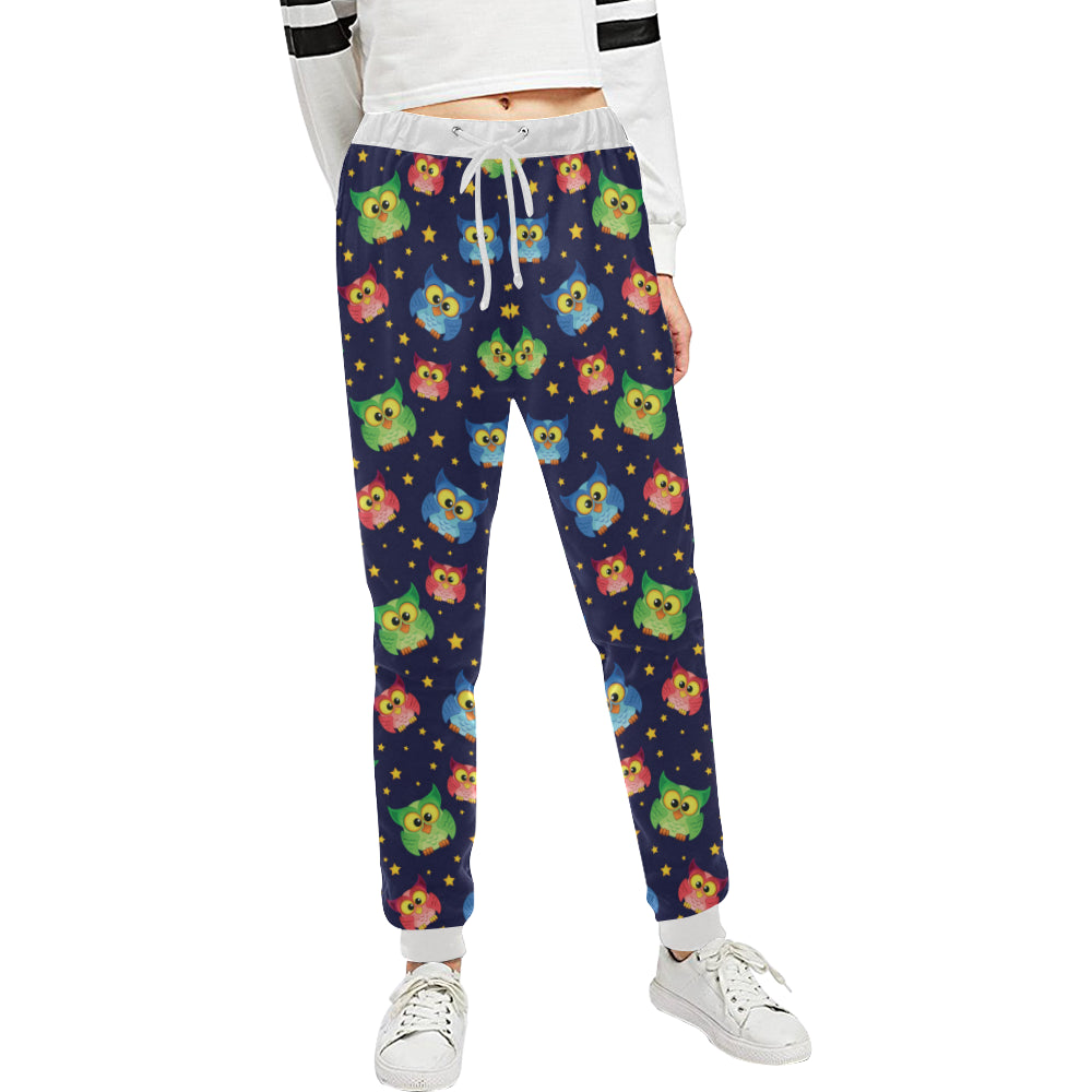 Owl with Star Themed Design Print Unisex Sweatpants