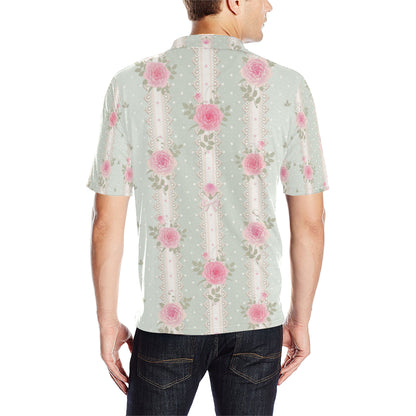 Rose Pattern Print Design RO016 Men Polo Shirt