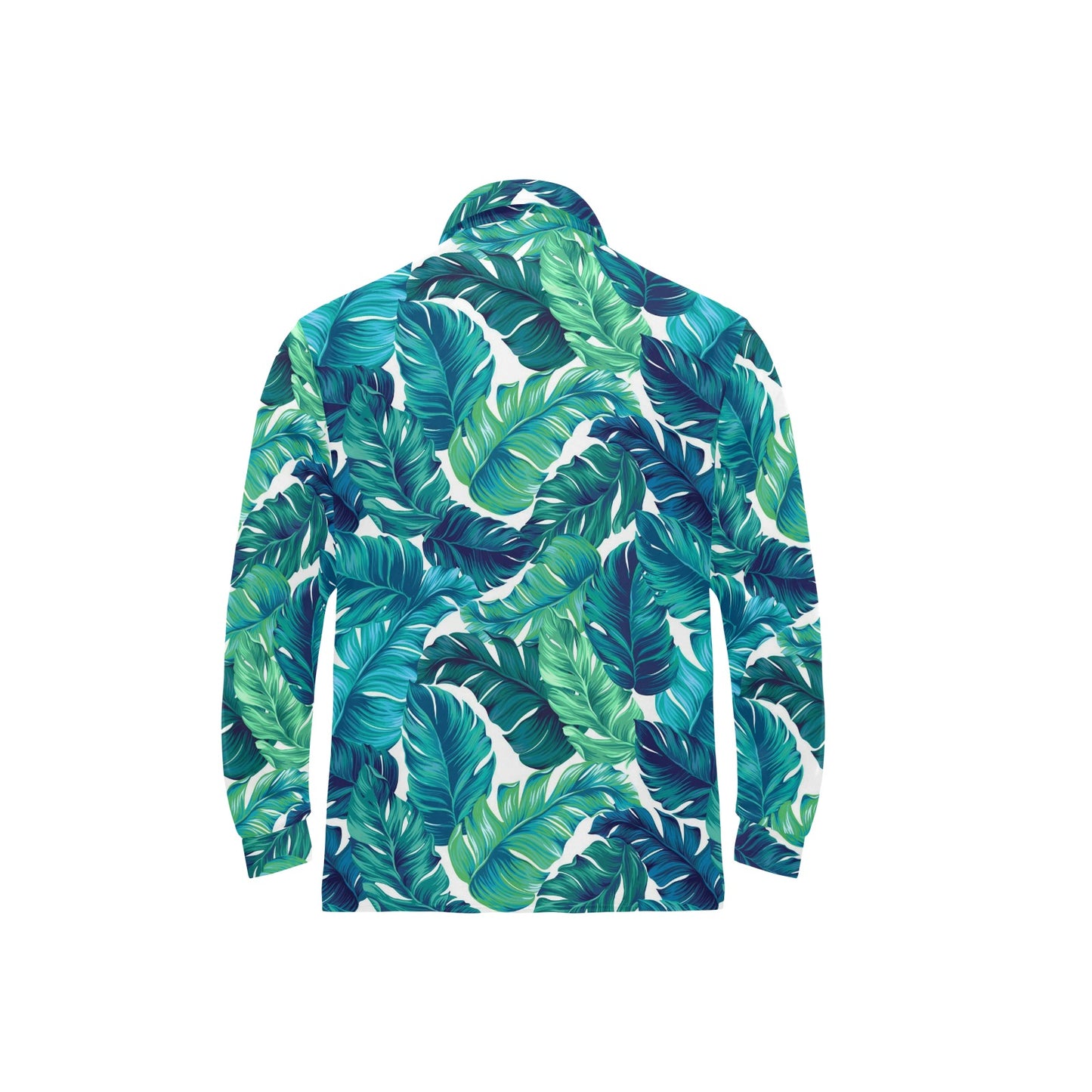Brightness Tropical Palm Leaves Long Sleeve Polo Shirt For Men's