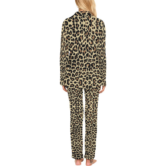 Cheetah Pattern Print Design 02 Women's Long Pajama Set