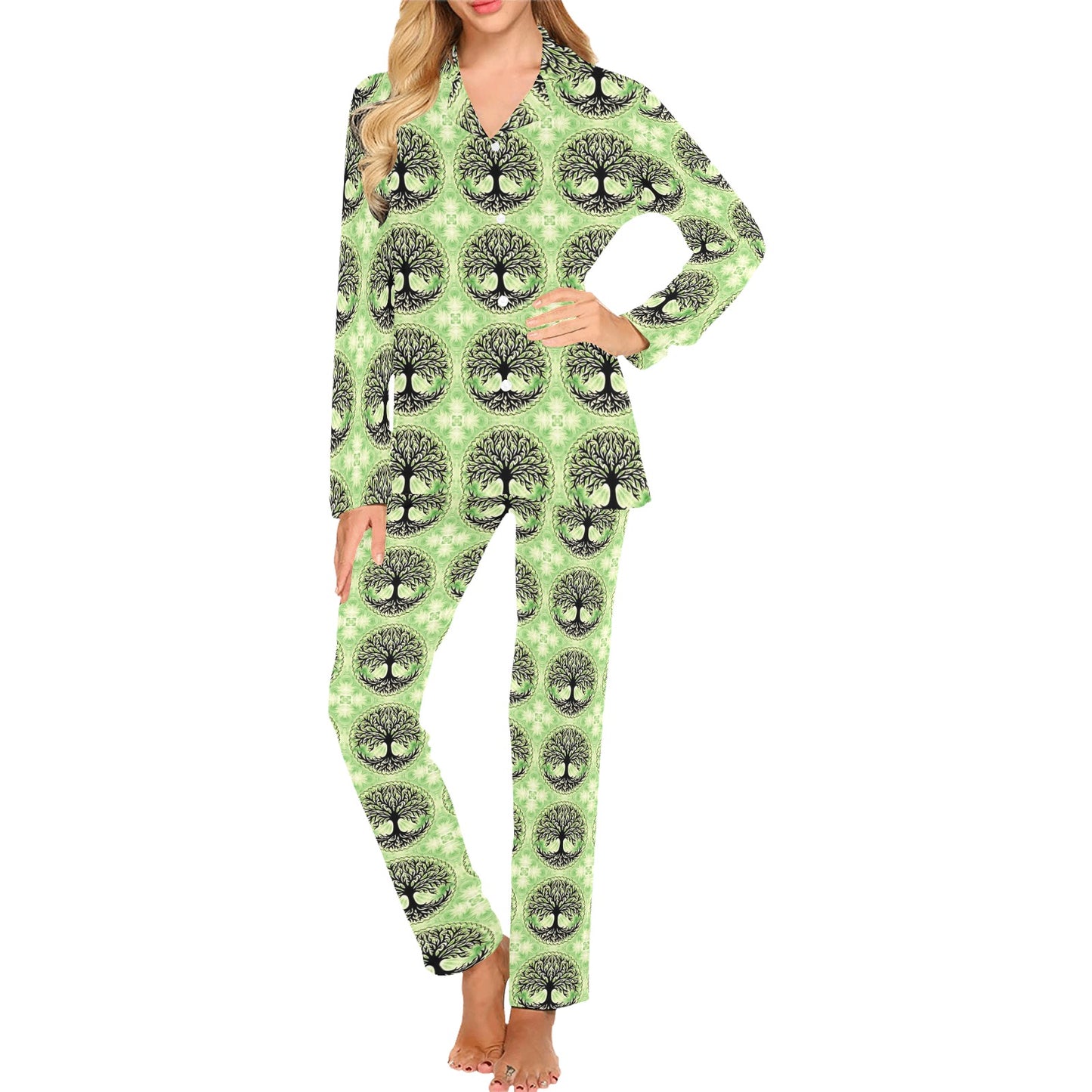 Celtic Pattern Print Design 010 Women's Long Pajama Set