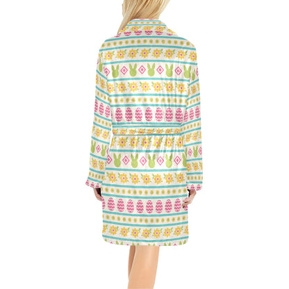 Easter Eggs Pattern Print Design RB016 Women's Fleece Robe