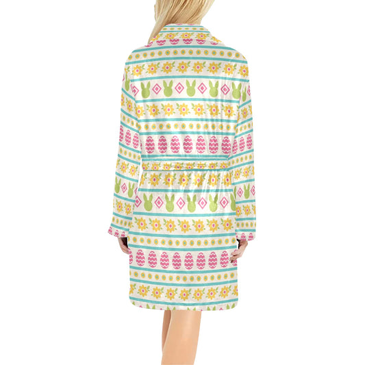 Easter Eggs Pattern Print Design RB016 Women's Fleece Robe