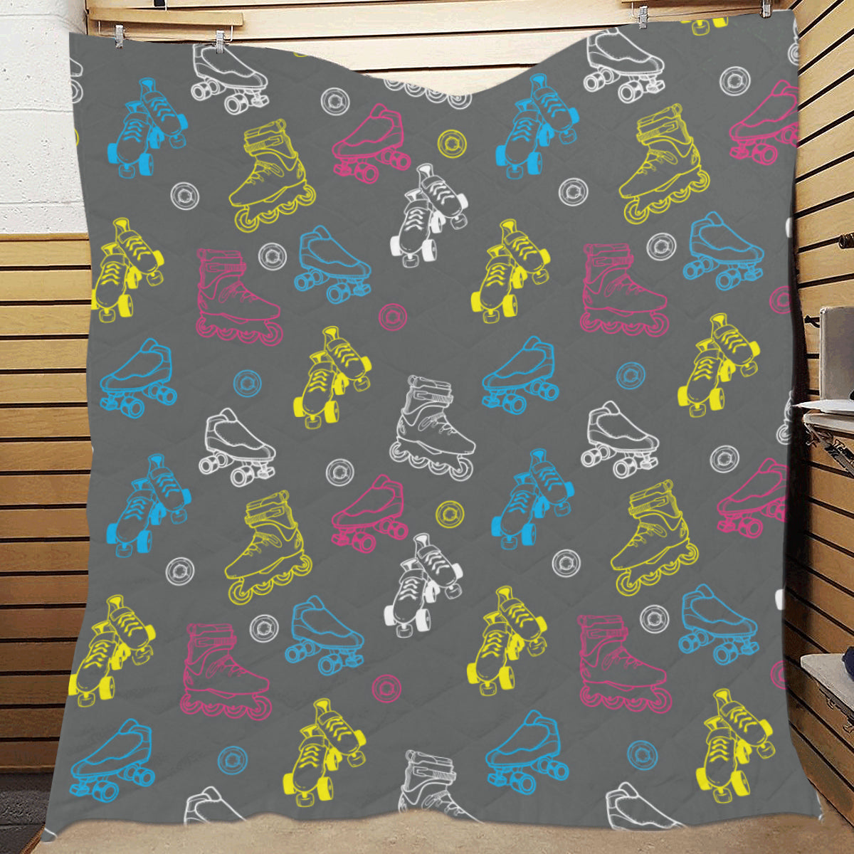 Roller skate Pattern Print Design A02 Premium Quilt