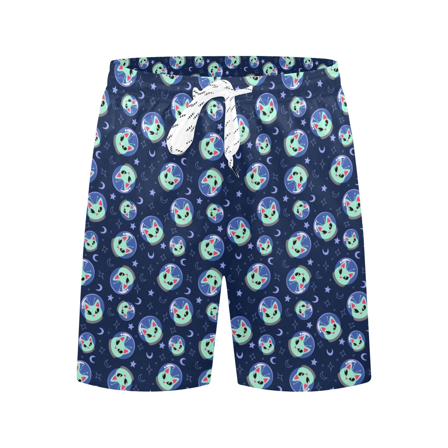 Alien Cat Men's Swim Trunks Beach Shorts