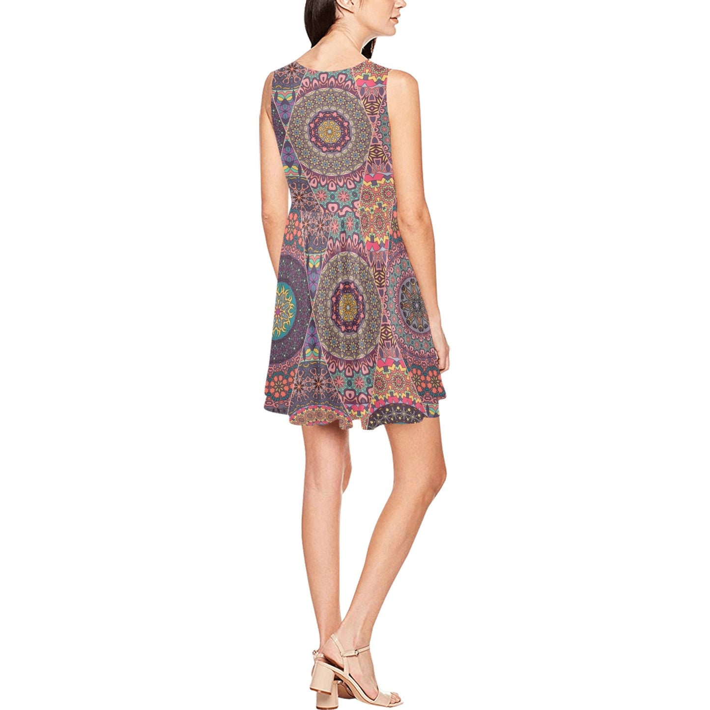 Bohemian Pattern Print Design 07 Sleeveless Dress