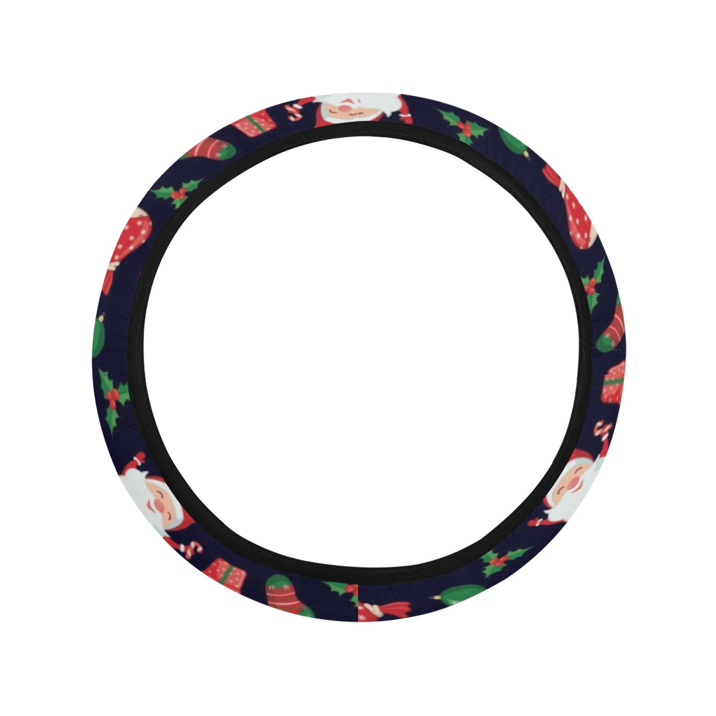 Santa Christmas Themed Print Design LKS304 Steering Wheel Cover with Elastic Edge