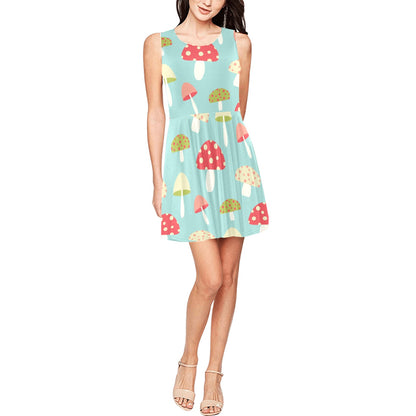 Mushroom Pattern Print Design A01 Sleeveless Dress