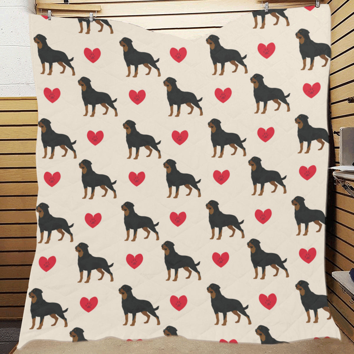 Rottweiler Pattern Print Design A02 Premium Quilt