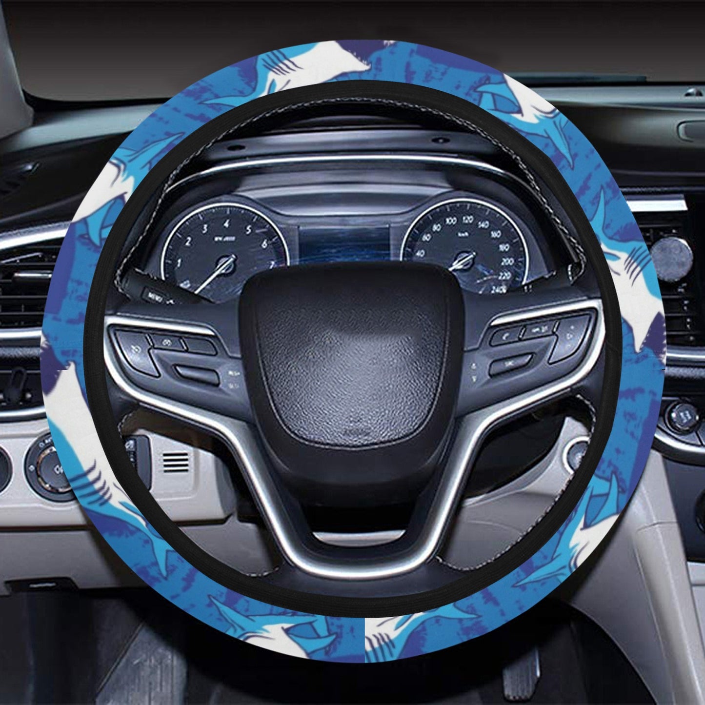 Shark Print Design LKS308 Steering Wheel Cover with Elastic Edge