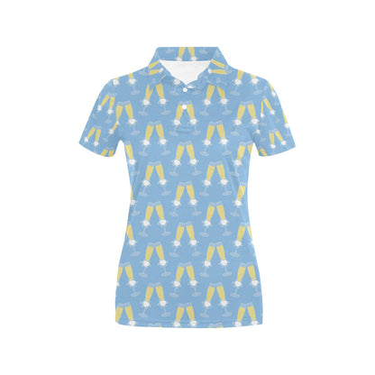 Champagne Pattern Print Design 06 Women's Polo Shirt