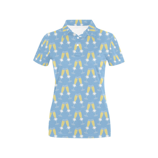 Champagne Pattern Print Design 06 Women's Polo Shirt