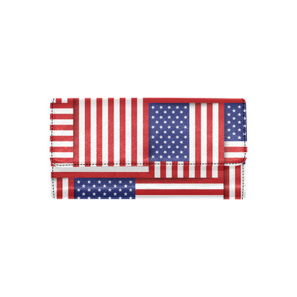 Patriotic US Flag Pattern Print Design A01 Women's Trifold Wallet