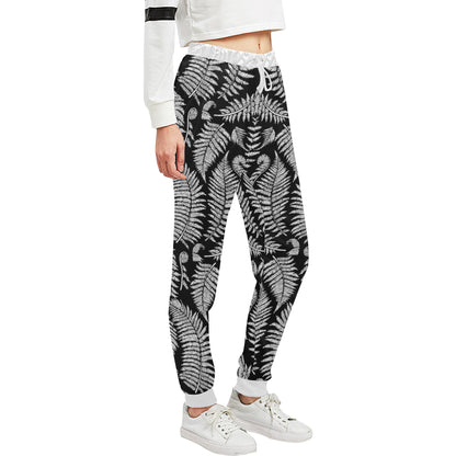 Fern Leave Black White Print Pattern Unisex Sweatpants
