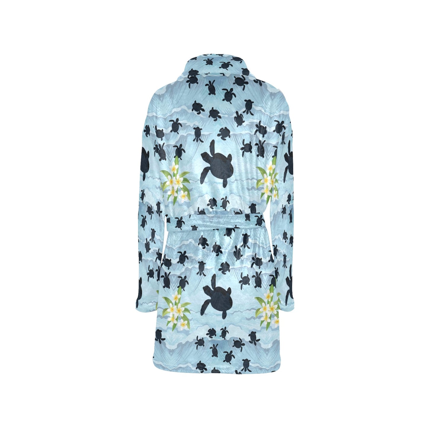 Sea Turtle Pattern Print Design T011 Women's Fleece Robe