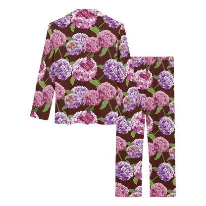 Hydrangea Pattern Print Design HD08 Women's Long Pajama Set