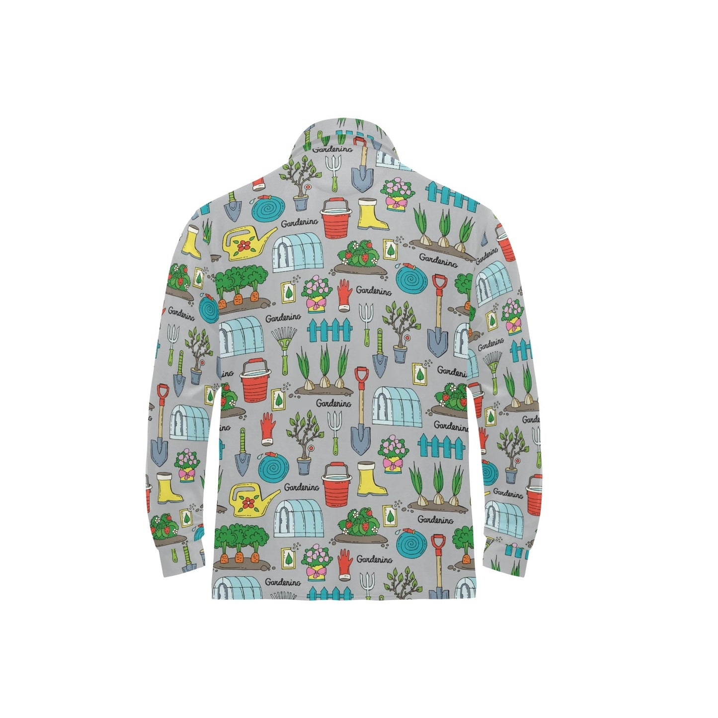 Gardening Pattern Print Design G07 Long Sleeve Polo Shirt For Men's