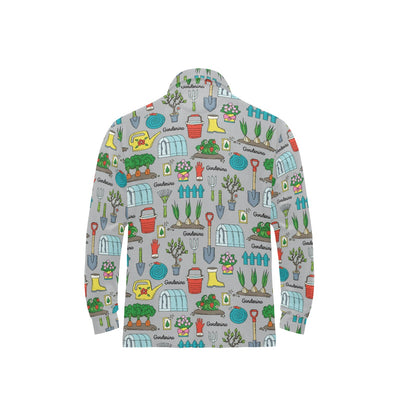 Gardening Pattern Print Design G07 Long Sleeve Polo Shirt For Men's