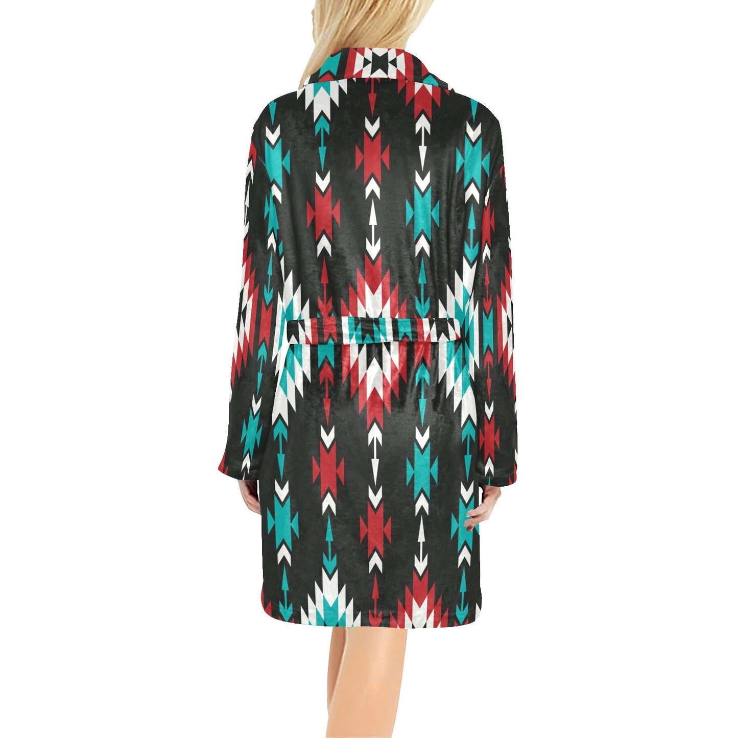 Native Pattern Print Design A08 Women's Fleece Robe