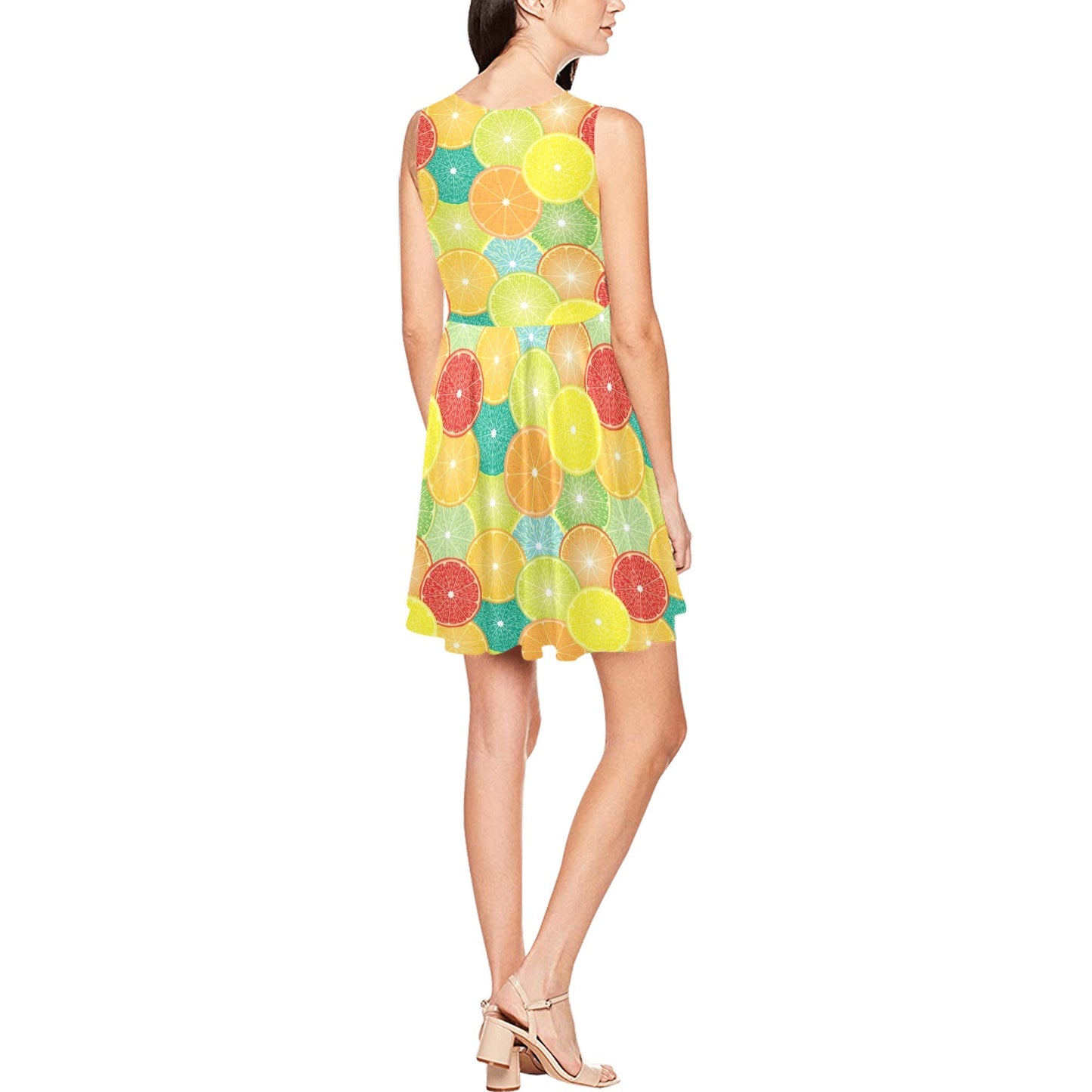 Citrus Pattern Print Design 01 Sleeveless Dress