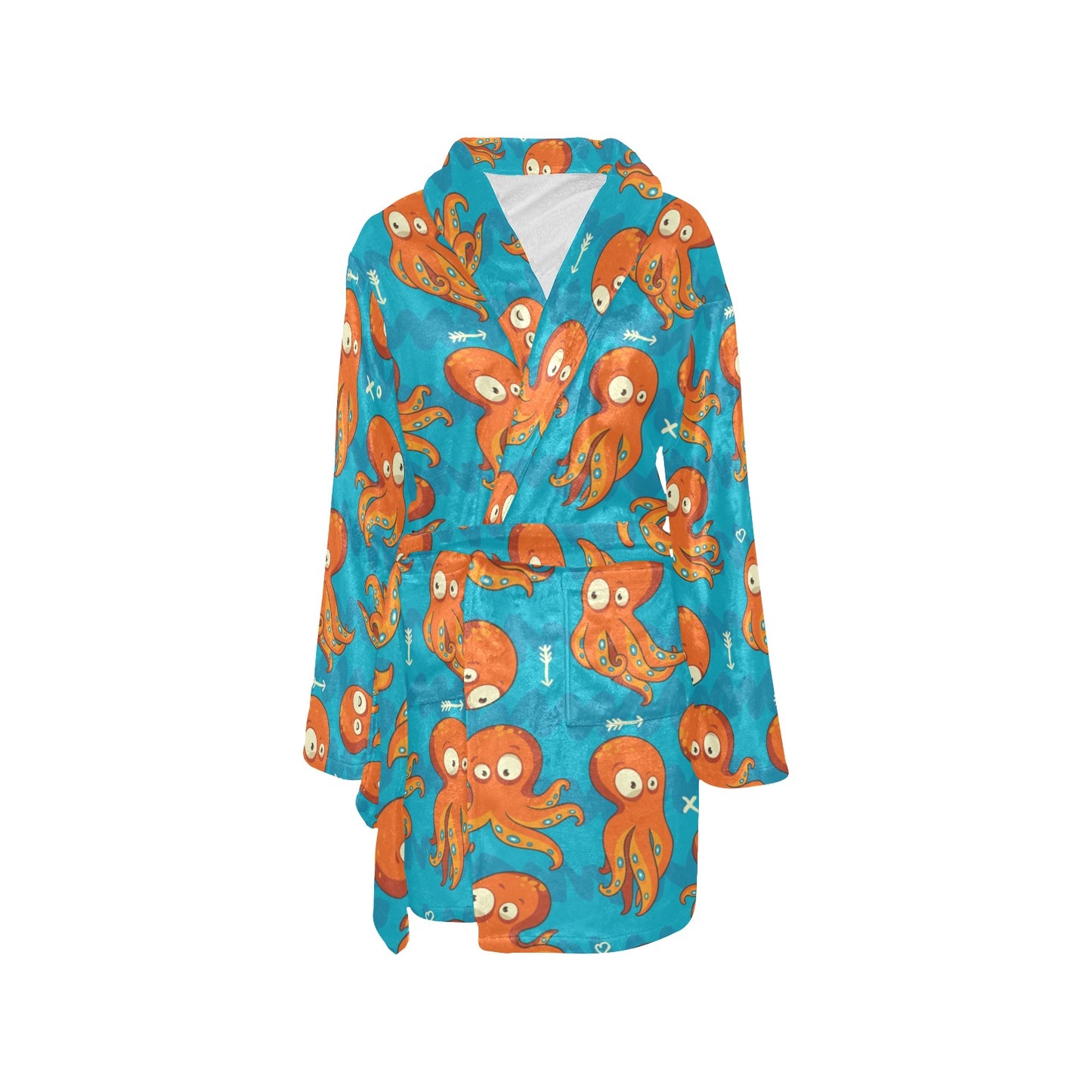Octopus Pattern Print Design A02 Women's Fleece Robe