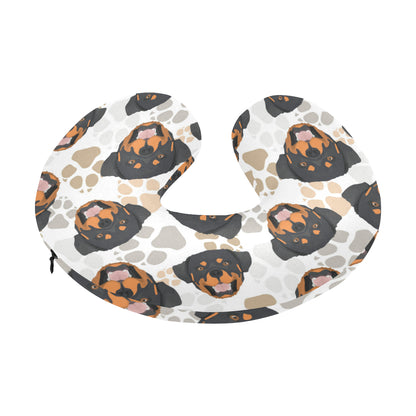 Rottweiler Pattern Print Design A03 U-Shaped Travel Neck Pillow