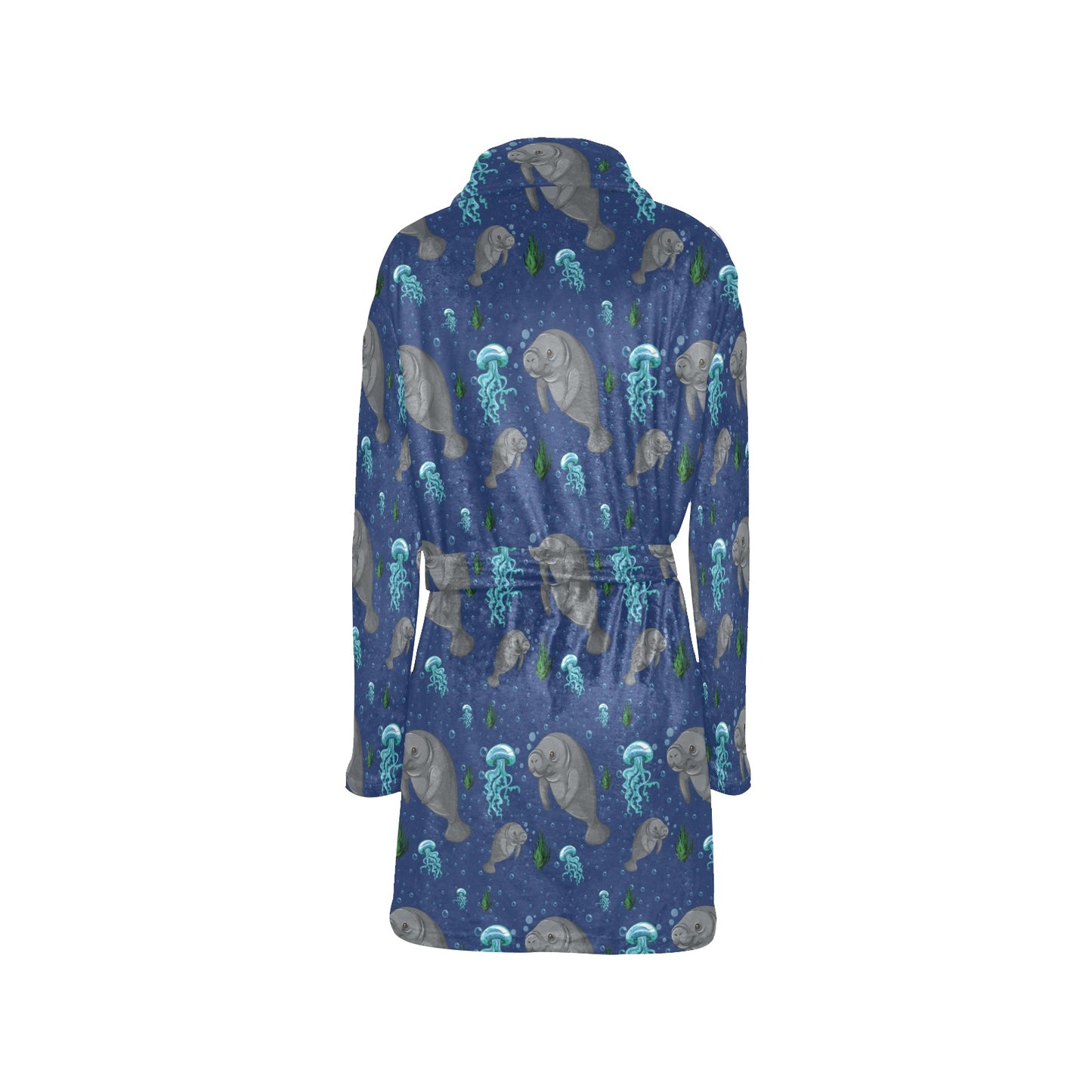Manatee Pattern Print Design 01 Women's Fleece Robe