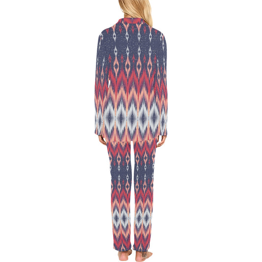 Ikat Print Design LKS401 Women's Long Pajama Set