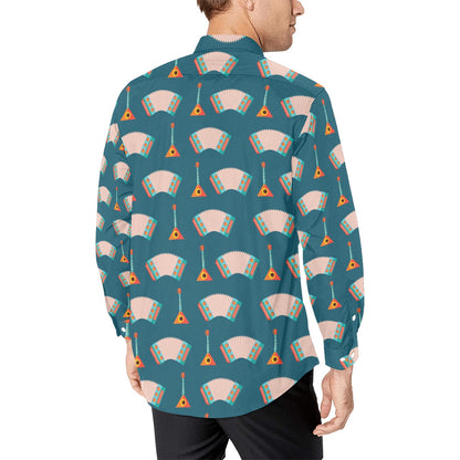 Accordion Print Design LKS402 Men's Long Sleeve Dress Shirt