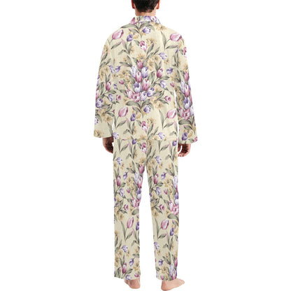 Tulip Pattern Print Design TP04 Men's Long Pajama Set