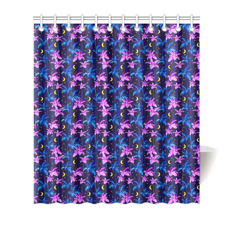 Palm Tree Night Scene Design Print Shower Curtain