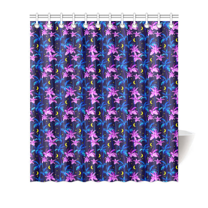 Palm Tree Night Scene Design Print Shower Curtain