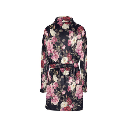 Rose Pattern Women's Fleece Robe