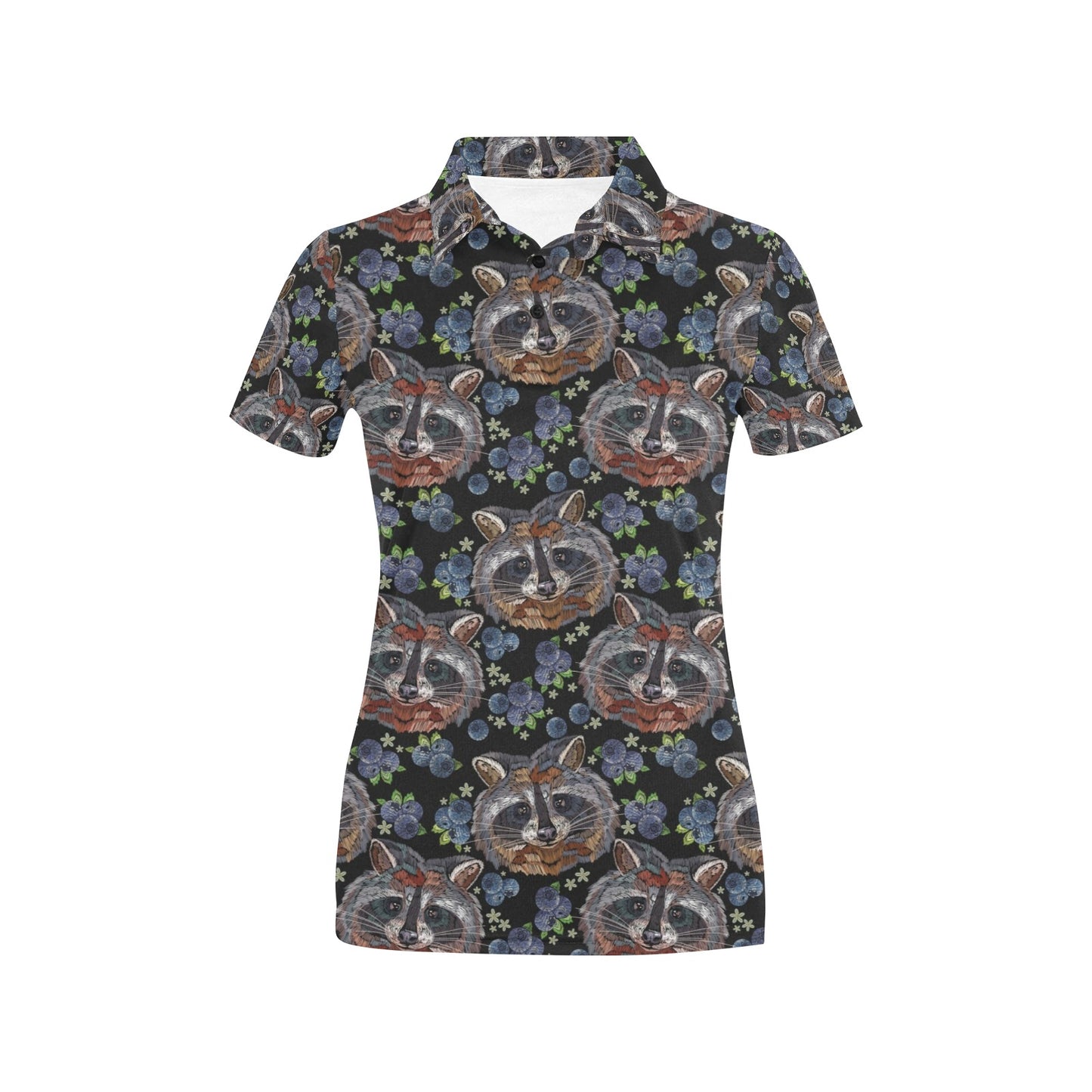 Raccoon Pattern Print Design A03 Women's Polo Shirt