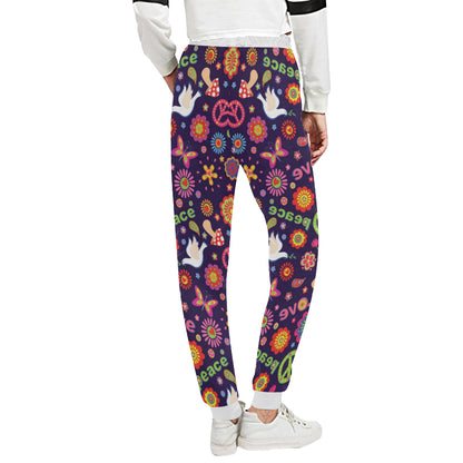 Flower Power Peace Design Print Unisex Sweatpants