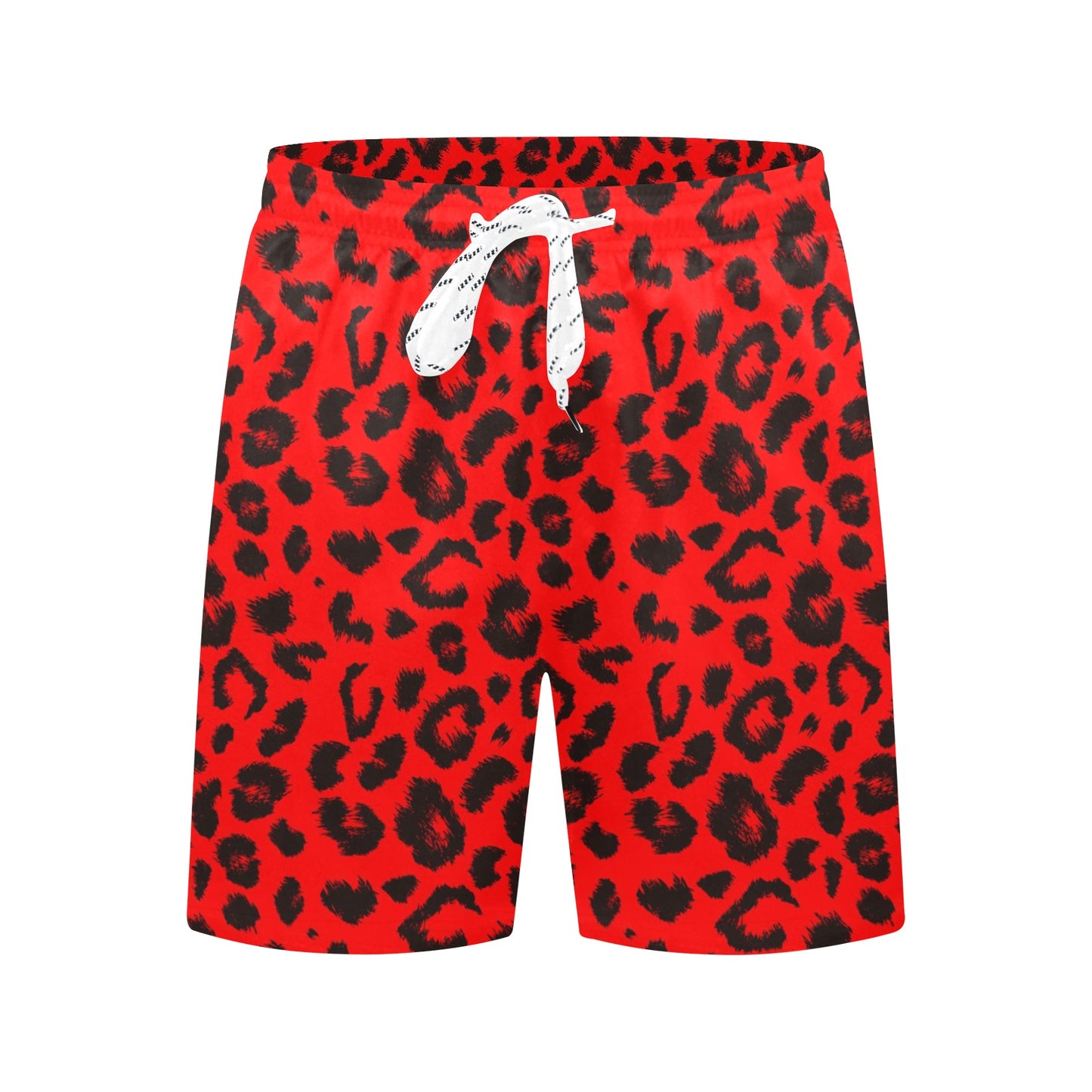 Leopard Red Skin Print Men's Swim Trunks Beach Shorts