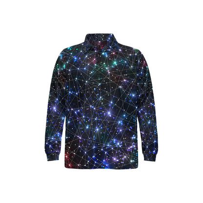 Cosmic Pattern Print Design 01 Long Sleeve Polo Shirt For Men's
