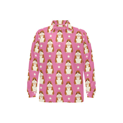 Hamster Cute Pattern Print Design 02 Long Sleeve Polo Shirt For Men's