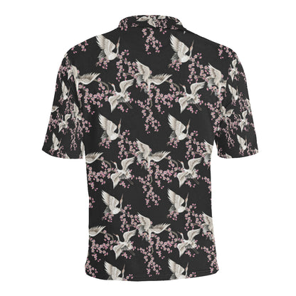 Crane Pattern Print Design 01 Men Polo Shirt
