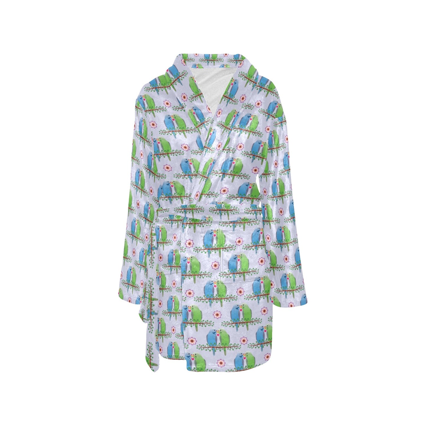Budgerigar Pattern Print Design 05 Women's Fleece Robe