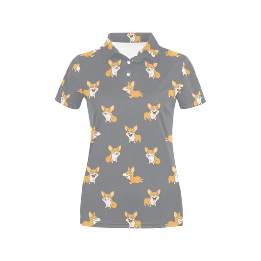 Pembroke Welsh Corgis Pattern Print Design A02 Women's Polo Shirt