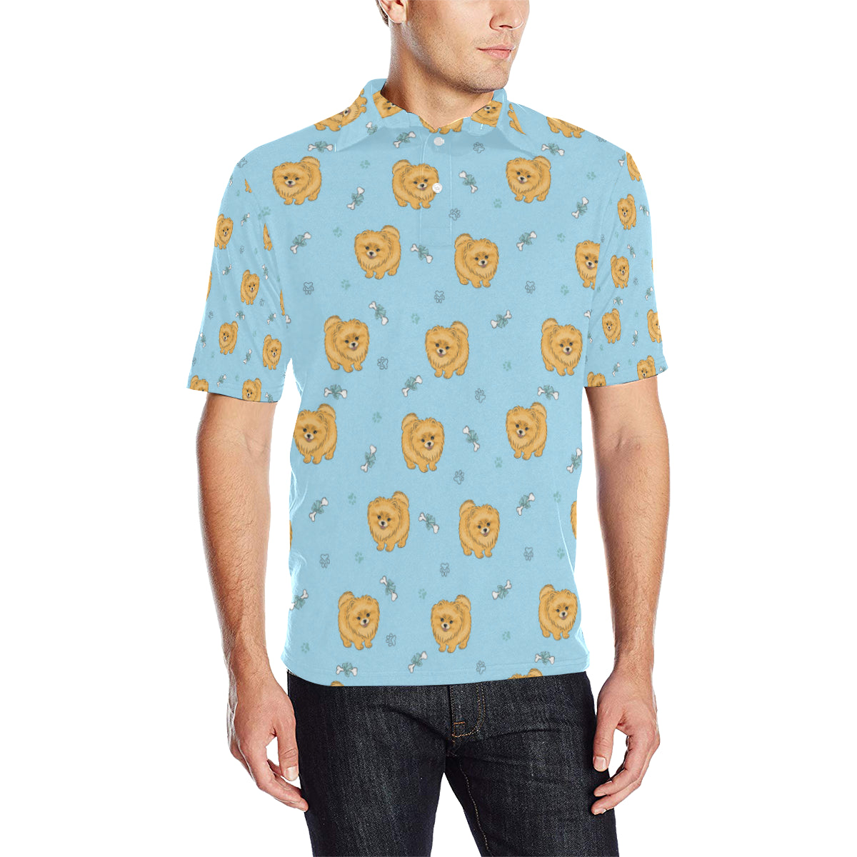 Pomeranians Pattern Print Design A03 Men Polo Shirt