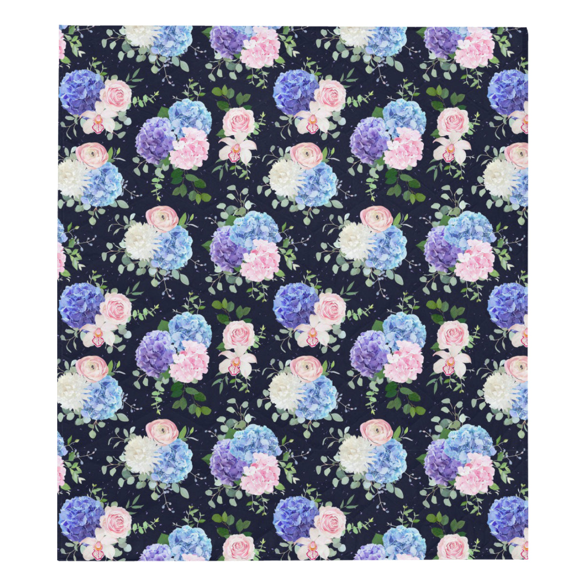 Hydrangea Pattern Print Design HD01 Premium Quilt