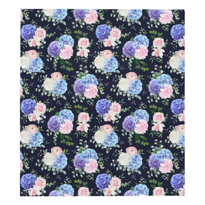 Hydrangea Pattern Print Design HD01 Premium Quilt